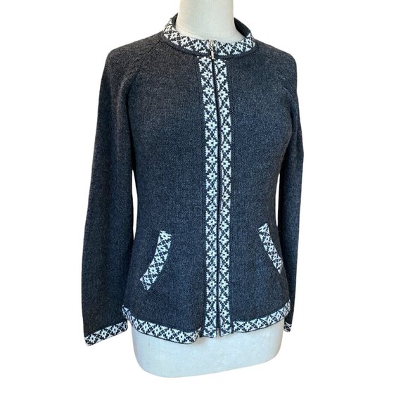 Alpaca Imports Fair Isle Sweater Zip Nordic British Countryside Grannycore Ski-M - Picture 12 of 12